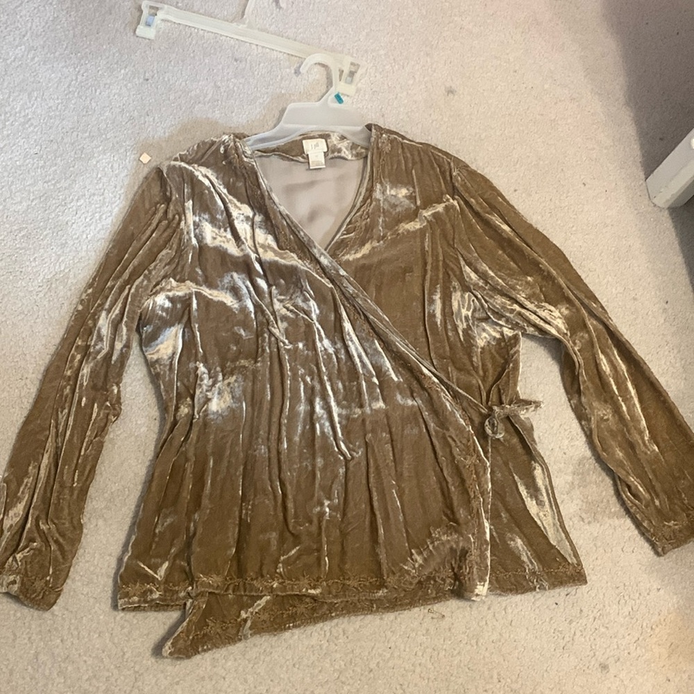 Vintage J.jill gold velvet wrap skirt with beading